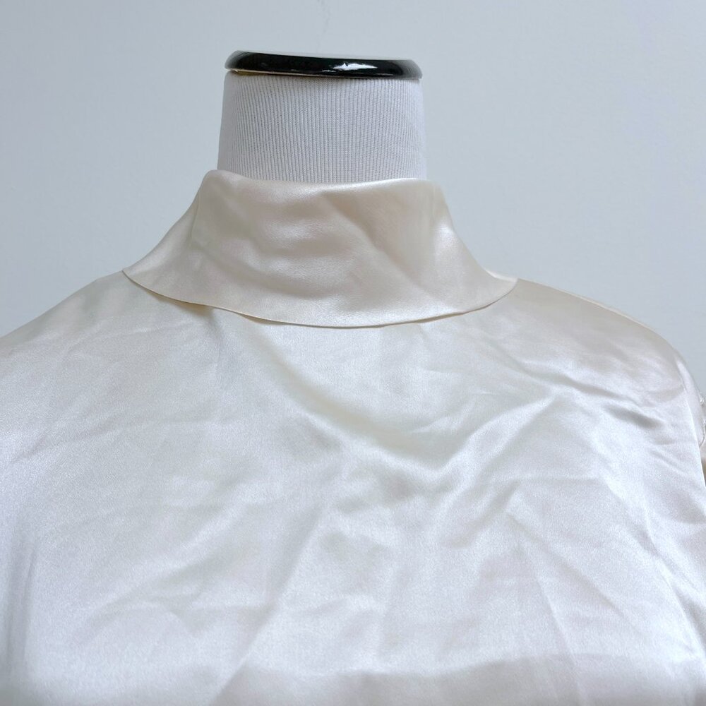 St John cream silk blouse 4 high neck long sleeve - Picture 2 of 8